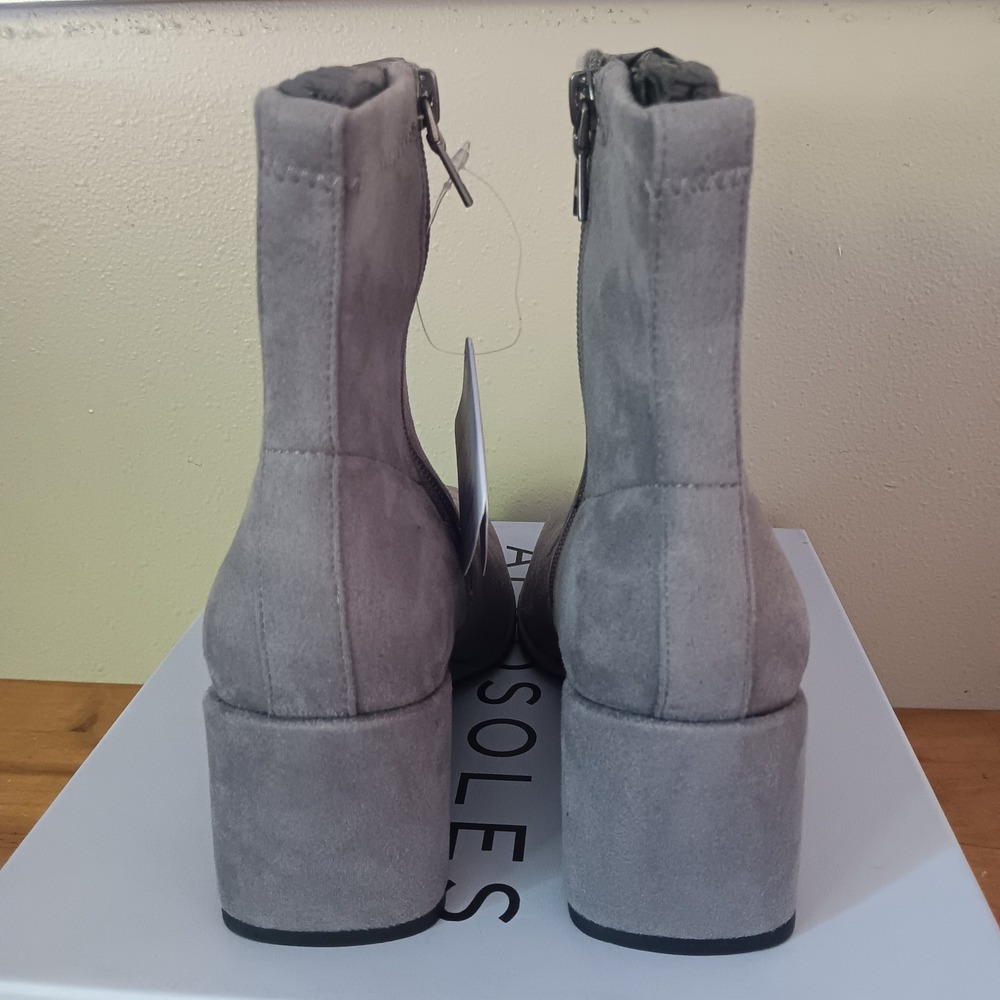 Aerosoles Anouk Ankle Boots Women 6.5W Grey Faux Suede Wedge Zip Bootie NWB - Picture 4 of 8